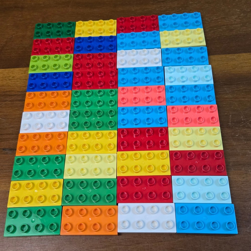 LEGO Duplo 2x4 Bricks Bulk Lot 40 Pieces Assorted Colors Building Blocks Toddler